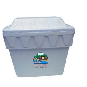 A large white container with a lid on top of it.