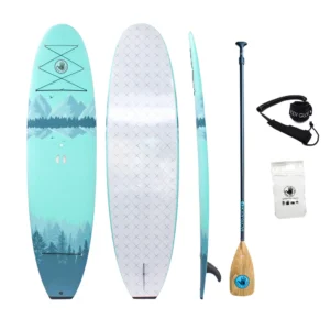 Blue and white Body Glove paddle board set.